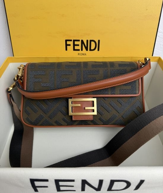 Fendi Baguette FF Logo Embroidered Bag 0159