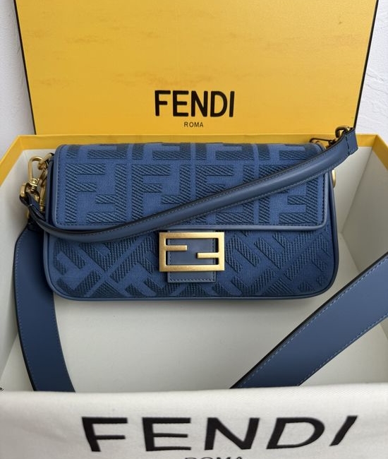 Fendi Baguette FF Logo Embroidery Medium Handbag 0159