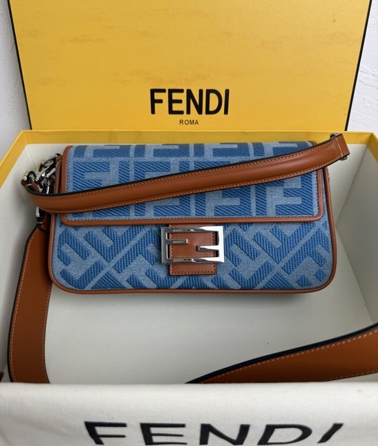 Fendi Baguette FF Logo Embroidery Medium Handbag 0159