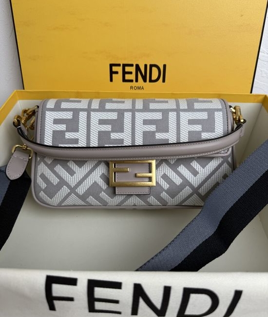 Fendi Baguette FF Logo Embroidery Medium Handbag 0159