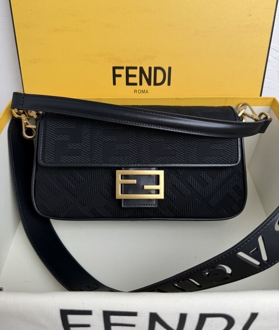 Fendi Baguette Embroidered Canvas Shoulder Bag 8598