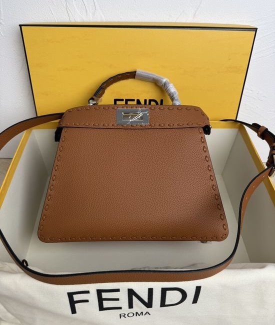 Fendi PeekabooISeeU Medium Leather Twist Lock Handbag 8BN327