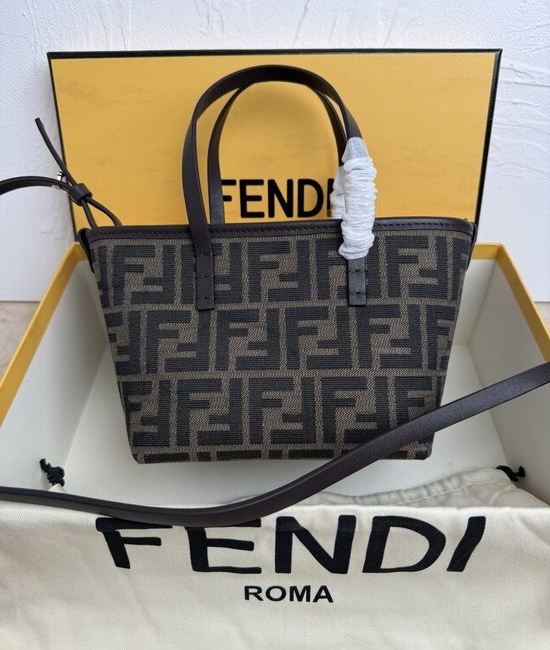 Fendi FF Roll Mini Basket Bag Cowhide Leather 8100