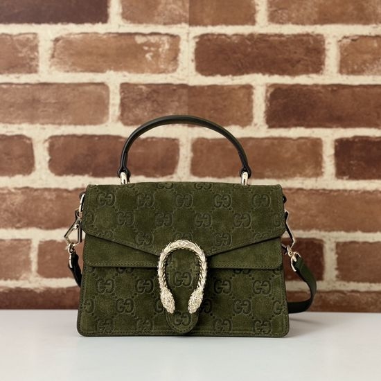 Gucci Green Suede Embossed Shoulder Bag 813400