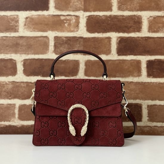 Gucci Red Suede Embossed Shoulder Bag 813400