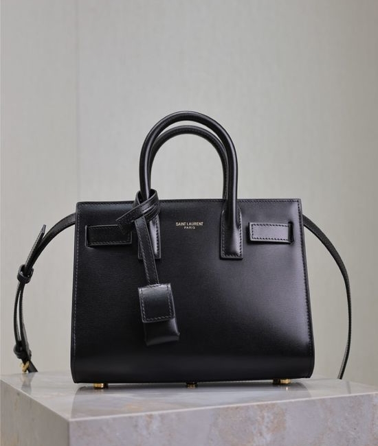 Yves Saint Laurent YSL Sac de Jour Black Textured Leather Bag 717440
