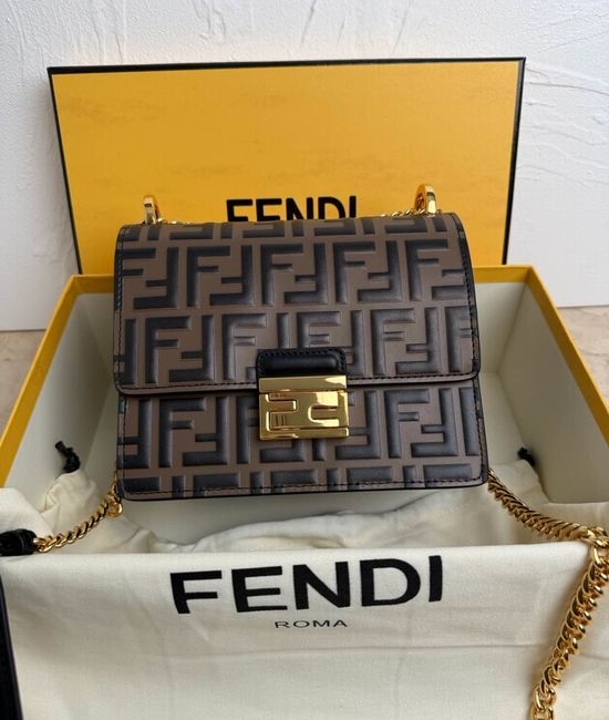 Fendi Kan U Embossed Logo Shoulder Bag 299