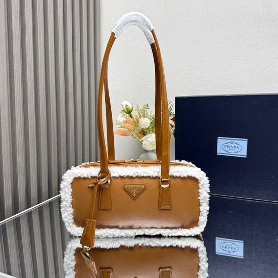 Prada Geometric Style Sheepskin Handbag 1BB124