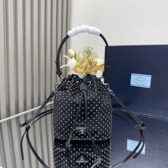 Prada Rivet Nylon Bucket Bag 1BE067