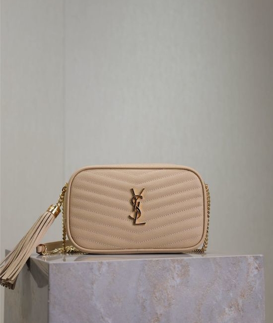 Yves Saint Laurent YSL LOU MINI BAG Beige Gold Buckle 585040