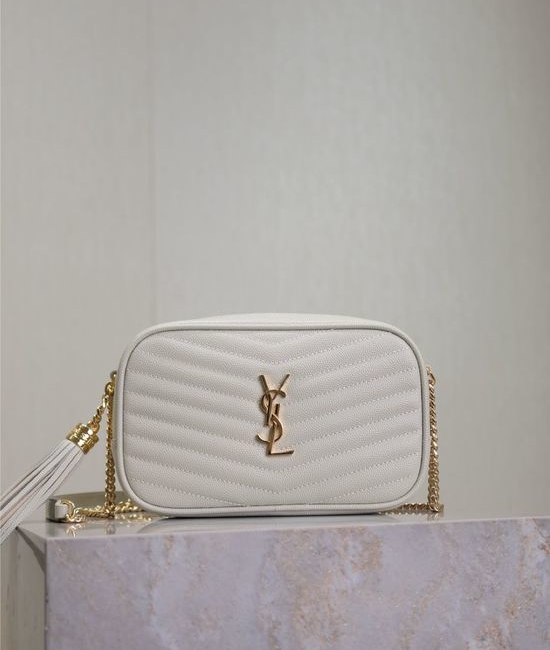 Yves Saint Laurent YSL LOU MINI BAG White Gold Buckle 585040