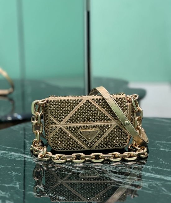 Prada Crystal Embellished Mini Chain Bag 1BD329