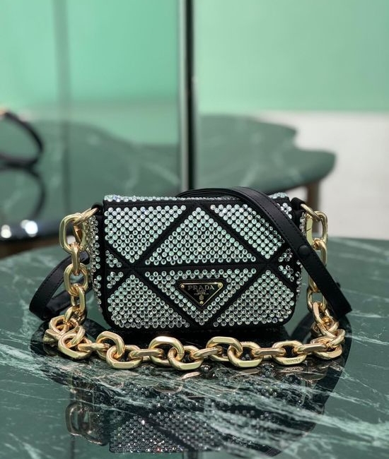 Prada Crystal Embellished Mini Chain Bag 1BD329