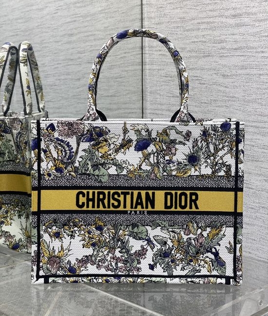 Christian Dior CD Tote Yellow Lotus Embroidery 8001