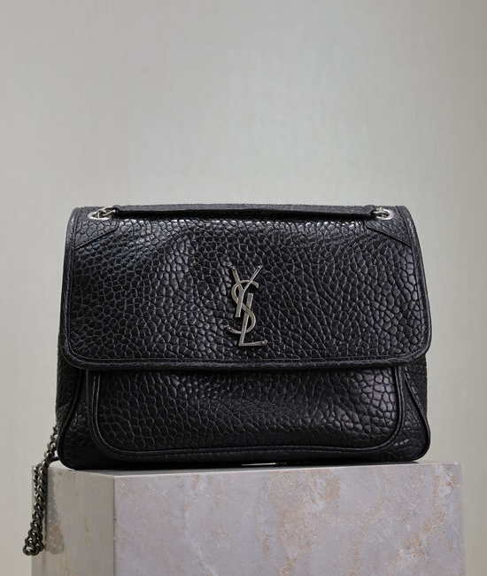 Yves Saint Laurent YSL Niki Elephant Pattern Silver Buckle 498830