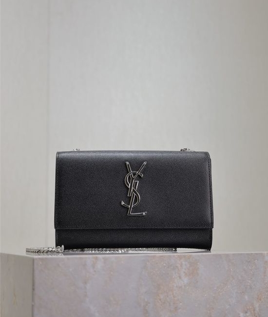 Yves Saint Laurent YSL Kate Black Caviar Silver Buckle Bag 469390