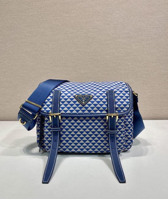 Prada Symbole Nylon Leather Messenger Bag 1BD383