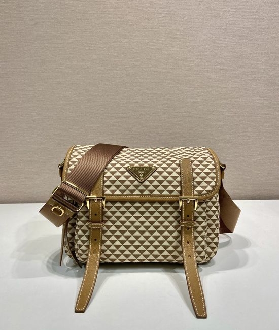 Prada Symbole Nylon Leather Messenger Bag 1BD383
