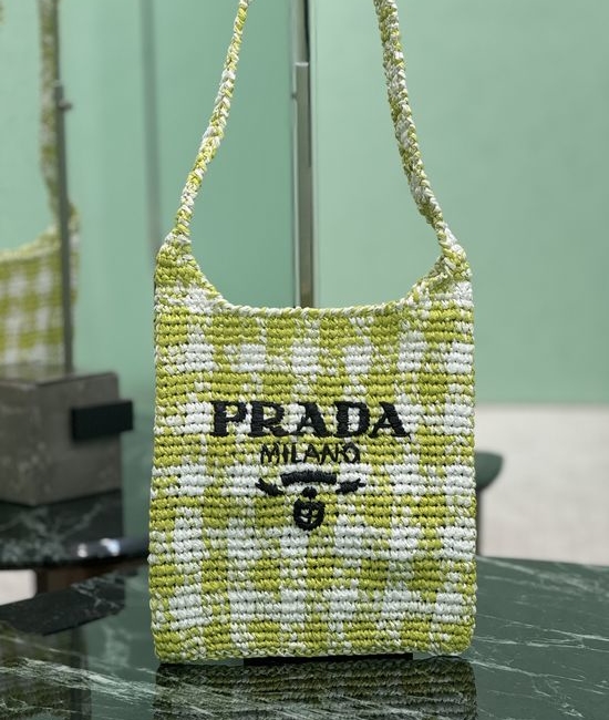 Prada Raffia Woven Tote Crossbody Bag 1BC184