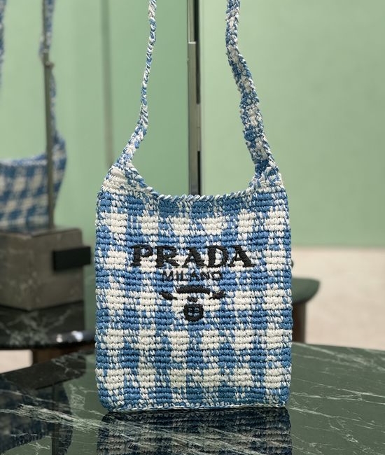 Prada Raffia Woven Tote Crossbody Bag 1BC184