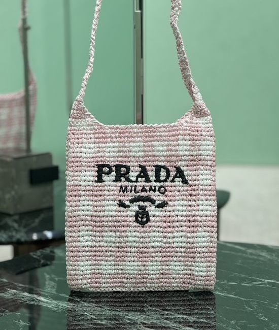 Prada Raffia Woven Tote Crossbody Bag 1BC184
