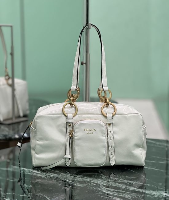 Prada Soft Lux Leather Shoulder Handbag 1BB138