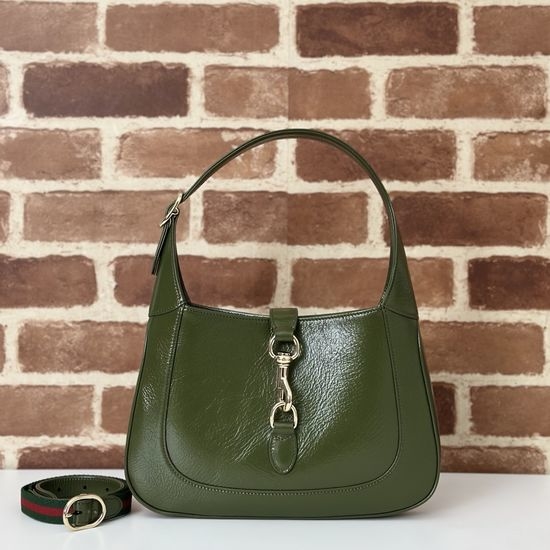 Gucci Patent Leather Shoulder Bag Dark Green 782849