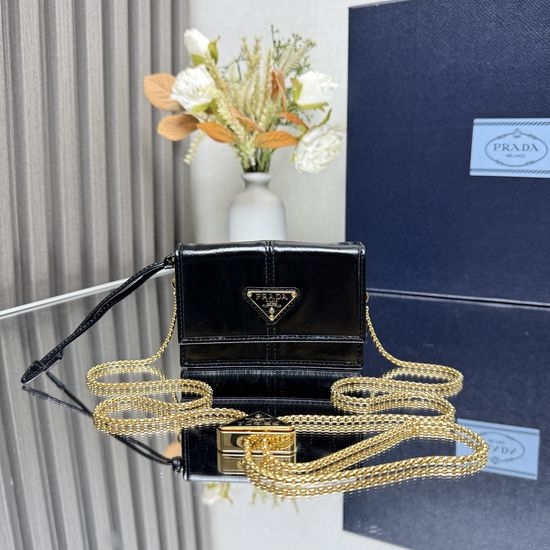 Prada Chain Card Holder Snap Closure 1MR034