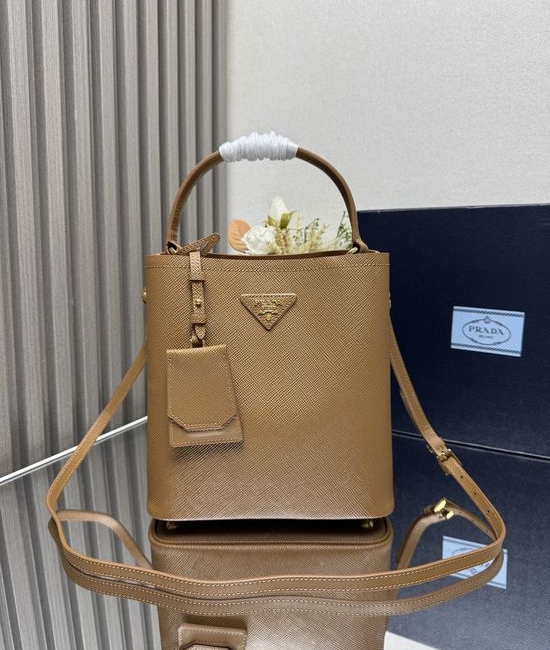 Prada Bucket Bag Saffiano Leather Detachable Badge 1BA212