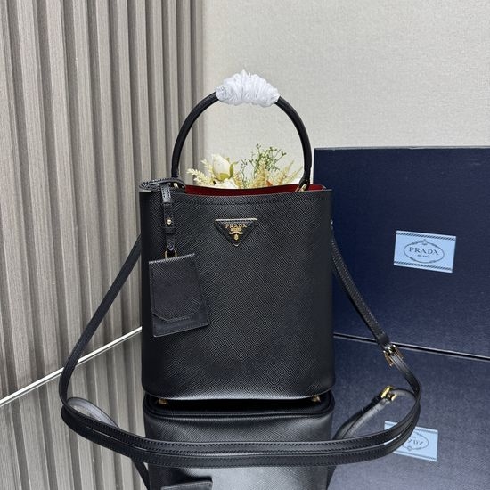 Prada Bucket Bag Saffiano Leather Removable Strap 1BA212
