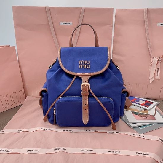 Miu Miu College Style Canvas Leather Backpack 5BZ042