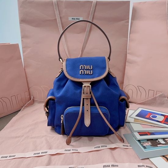Miu Miu College Style Canvas Leather Backpack 5BZ043