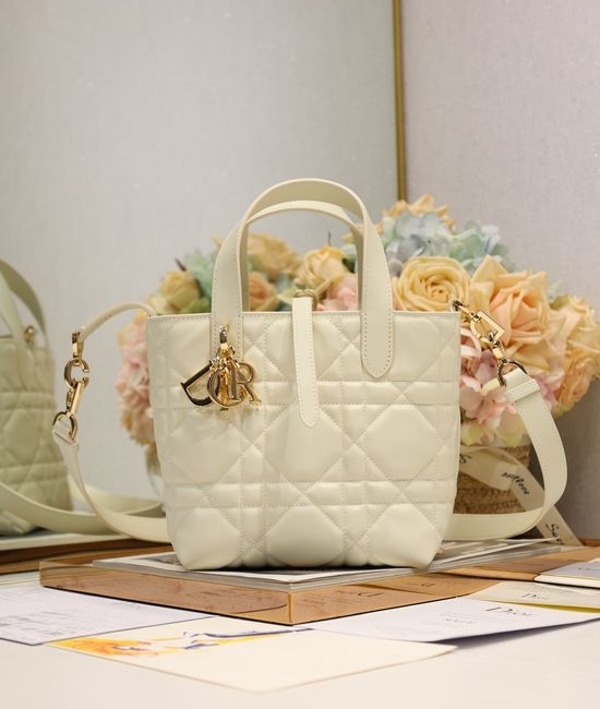 Christian Dior CD Toujours Vertical White Leather Bag 780