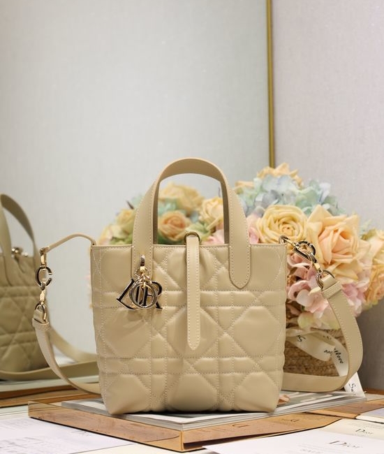 Christian Dior CD Toujours Vertical Tote Apricot Elegant 696