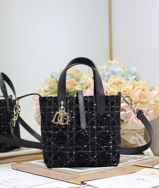 Christian Dior CD Christian Dior CD Toujours Black Tweed Vertical Tote 2836