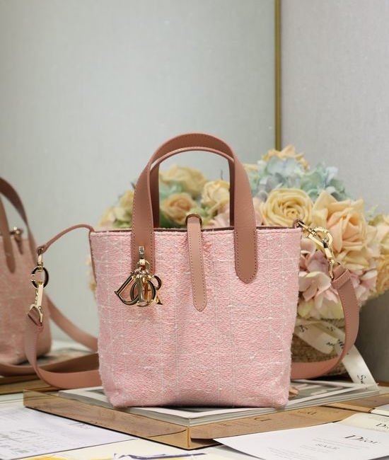 Christian Dior CD Toujours Pink Tweed Handbag 2836