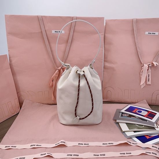 Miu Miu Canvas Bucket Bag with Embroidery Logo 5NR038