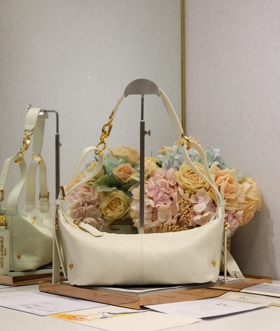 Christian Dior CD D-Journey White Leather Handbag 2416