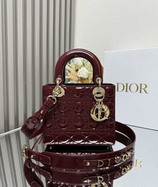 Christian Dior CD Lady Christian Dior CD My ABC Wine Red Patent Leather 0538