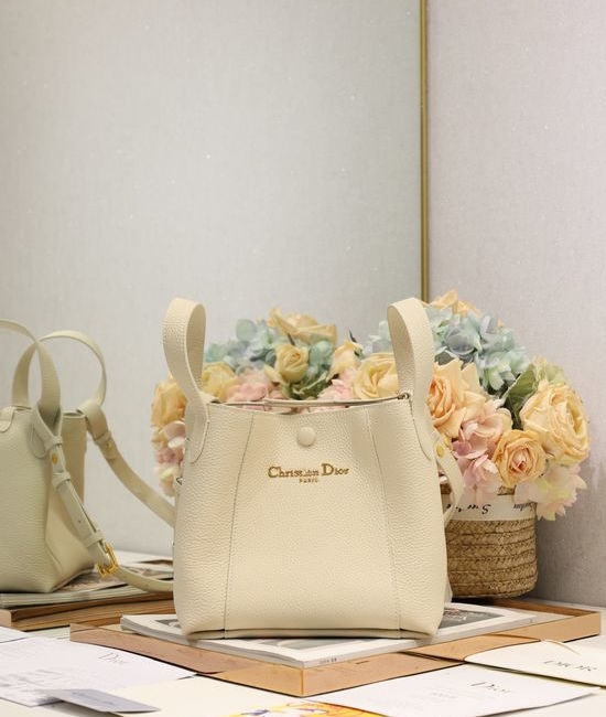 Christian Dior CD Signature Bucket Bag White 2366