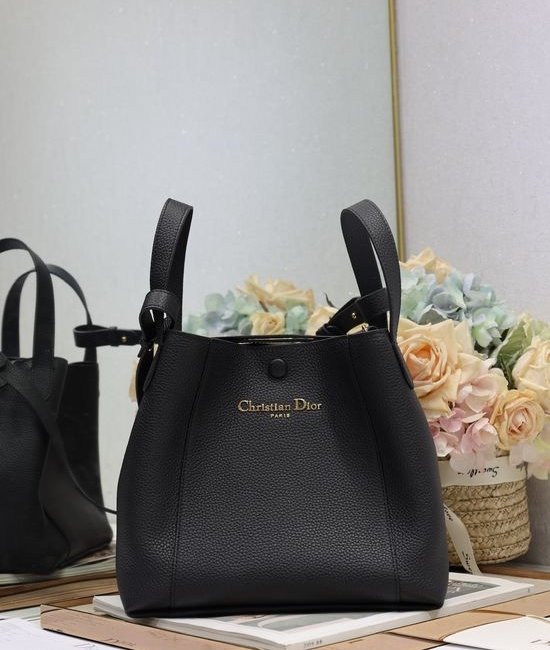 Christian Dior CD Signature Medium Black Bucket Bag 2366