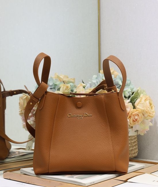 Christian Dior CD Signature Medium Brown Bucket Bag 2366
