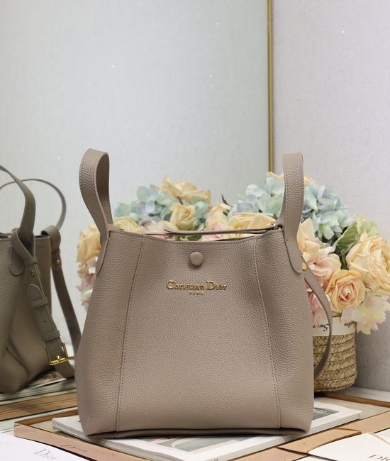 Christian Dior CD Signature Medium Grey Bucket Bag 2366
