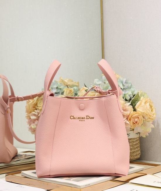 Christian Dior CD Signature Medium Pink Bucket Bag 2366