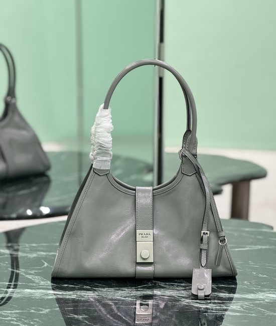 Prada Waxed Leather Top Handle Satchel Bag 1BG563