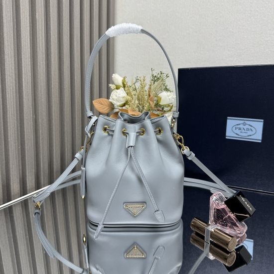 Prada Bucket Mini Leather Detachable Strap Shoulder Bag 1BE067