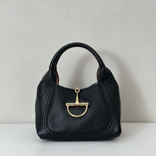 Gucci Litchi Grain Handbag Black 837467