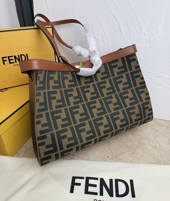 Fendi Peekaboo X-Tote Houndstooth Canvas Tote Bag 1819