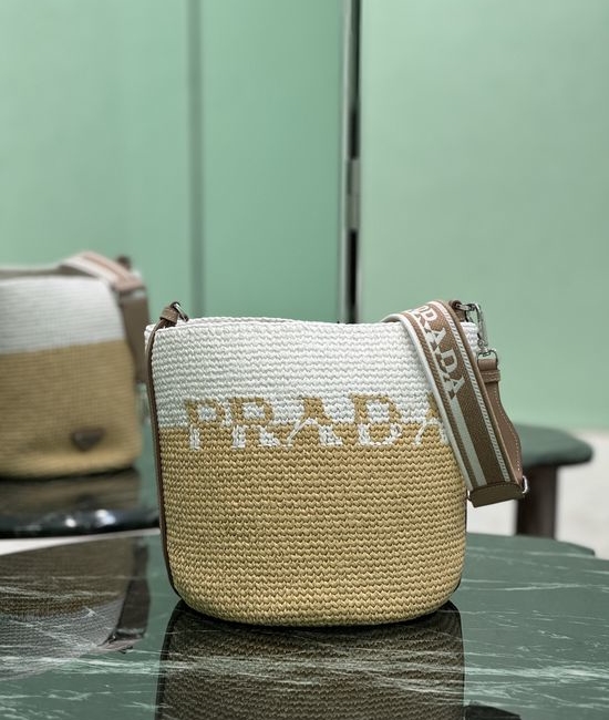 Prada Woven Bucket Bag Straw Material 1BE063