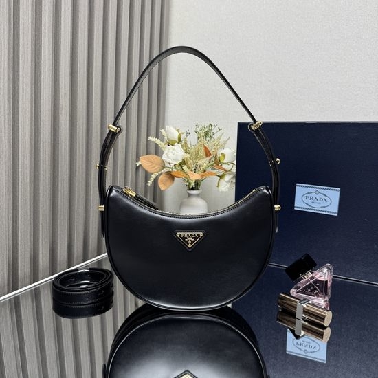 Prada Moon Curved Leather Shoulder Bag 1BC194